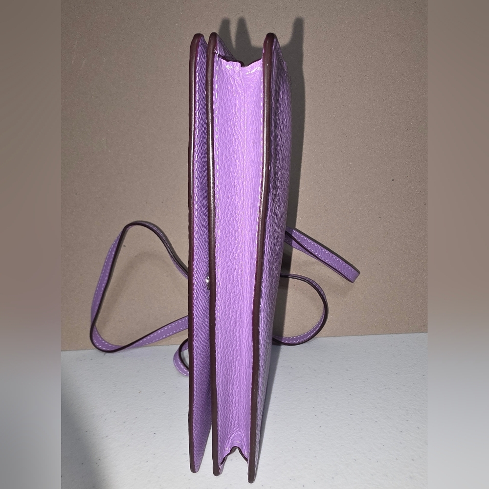 Coach Lavender Pebbled Leather Crossbody Clutch - Picture 8 of 11